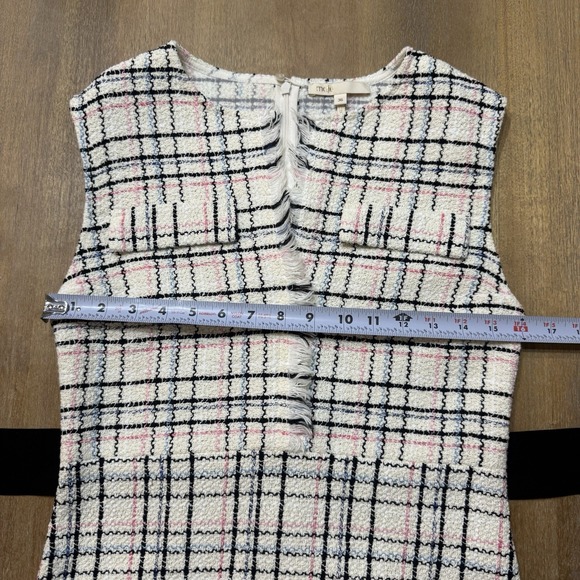 Maje Plaid Tweed Mini Dress Size Cotton Fringe Hem Size 36, US Small‎ - Picture 4 of 12